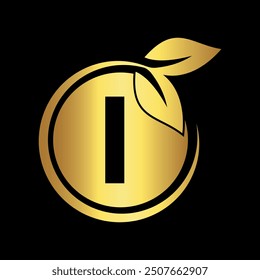 Initial nature Logo combine with letter I vector template