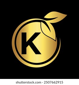 Logotipo de la naturaleza inicial combinado con la letra K Plantilla de Vector