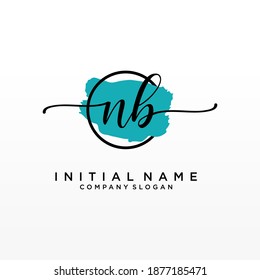 Initial NB beauty monogram and elegant logo design, handwriting logo of initial signature, wedding, fashion, floral and botanical with creative template.