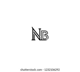 Initial NB Letter Linked Stylish Linear Monogram Modern Creative Logotype