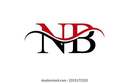 Initial NB letter Logo With Swoosh Design Graphic Vector Template for Business and Company Identity