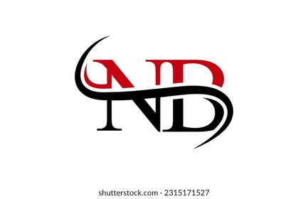 Initial NB letter Logo With Swoosh Design Graphic Vector Template for Business and Company Identity