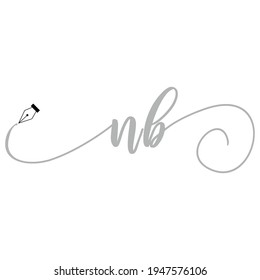 Logo inicial de NB manuscrita ilustración comercial moda simple