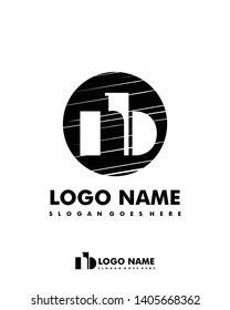 Initial NB negative space logo with circle template