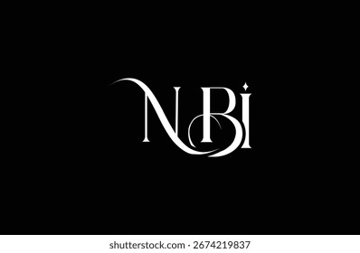 Diseño inicial del logotipo de la carta del NBI. Diseño elegante del logotipo del monograma con los Elementos decorativos y la tipografía