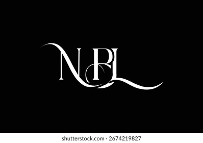 Diseño inicial del logotipo de la letra NBL. Diseño elegante del logotipo del monograma con los Elementos decorativos y la tipografía
