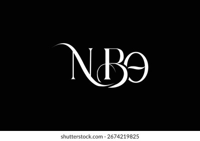 Diseño inicial del logotipo de la carta NBO. Diseño elegante del logotipo del monograma con los Elementos decorativos y la tipografía