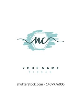 Initial NC beauty handwriting logo vector