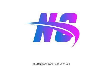 Initial NC letter Logo With Swoosh Design Graphic Vector Template for Business and Company Identity