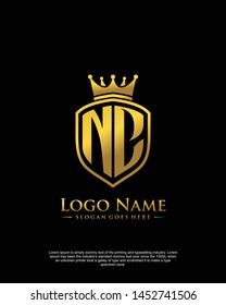 initial NC letter with shield style logo template vector