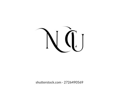 Diseño inicial del logotipo de la carta creativa de NCU. Diseño elegante del logotipo del monograma con los Elementos decorativos y la tipografía