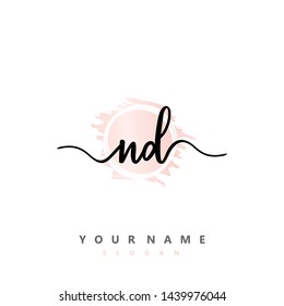 Initial ND beauty handwriting logo vector