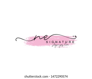 Initial NE beauty monogram and elegant logo design, handwriting logo of initial signature, wedding, fashion, floral and botanical with creative template.