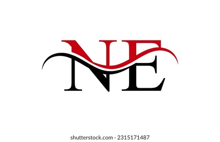Logotipo inicial de la carta NE con plantilla de vectores gráficos de diseño Swoosh para identidad de empresa y empresa