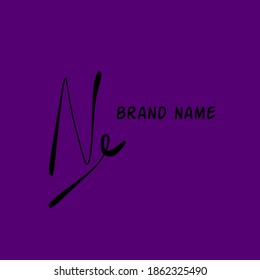 Initial Ne logo handwriting vector