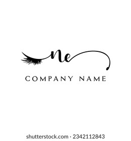 initial NE Logo lash logo eyelash vector modern symbols makeup