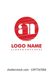 Initial AN negative space logo with circle template Initial AN negative space logo with circle template