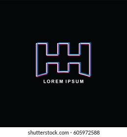 initial neon light letter brand logo logotype