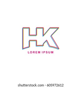 initial neon light letter brand logo logotype