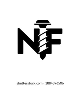 plantilla de vector de diseño de logotipo de perforación NF inicial