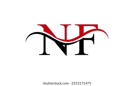 Initial NF letter Logo With Swoosh Design Graphic Vector Template for Business and Company Identity