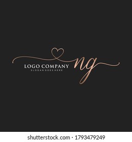 Initial NG  beauty monogram and elegant logo design, handwriting logo of initial signature, wedding, fashion, floral and botanical with creative template.