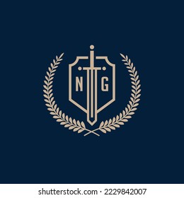 Initial NG elegant sword and shield icon vector template