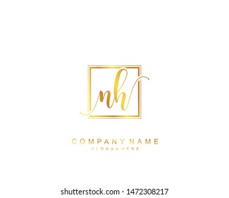 Initial NH beauty monogram and elegant logo design, handwriting logo of initial signature, wedding, fashion, floral and botanical with creative template.