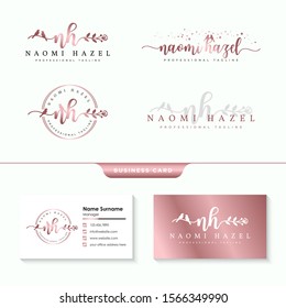 initial nh feminine logo collections template  vector