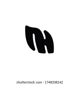 initial nH Leaf Letter Logo Design Monogram Icon Vector Template