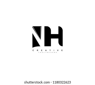 Initial NH Letter Corporate Shape Linked Logo