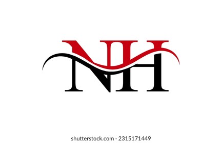 Initial NH letter Logo With Swoosh Design Graphic Vector Template for Business and Company Identity