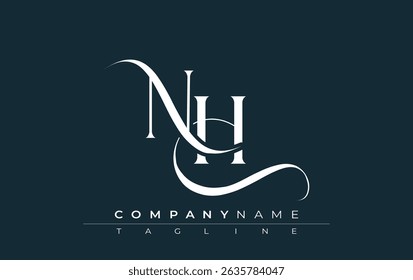 Initial NH Logo Design Vector. Elegant Monogram Logo Design with Decorative Elements and Typography