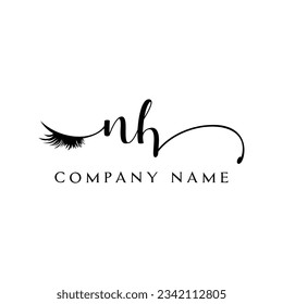 initial NH Logo lash logo eyelash vector modern symbols makeup