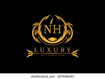 Vector de plantilla de logotipo de lujo NH inicial para marca, empresa o moda.
