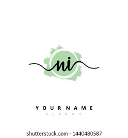 Initial NI beauty handwriting logo vector