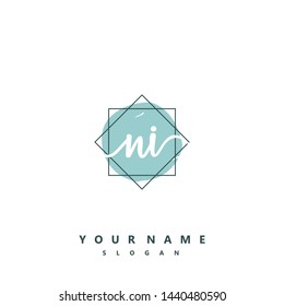 Initial NI beauty handwriting logo vector