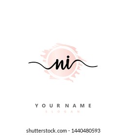 Initial NI beauty handwriting logo vector