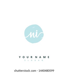 Initial NI beauty handwriting logo vector