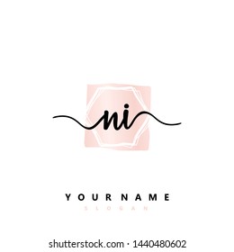 Initial NI beauty handwriting logo vector