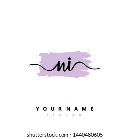 Initial NI beauty handwriting logo vector