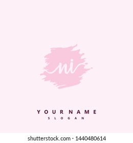 Initial NI beauty handwriting logo vector