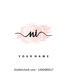 Initial NI beauty handwriting logo vector