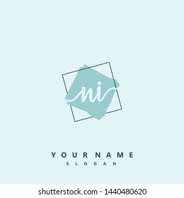 Initial NI beauty handwriting logo vector