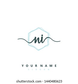 Initial NI beauty handwriting logo vector