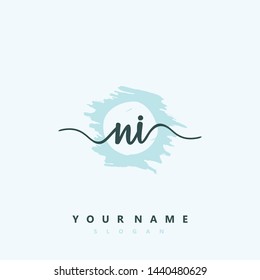 Initial NI beauty handwriting logo vector