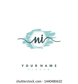 Initial NI beauty handwriting logo vector