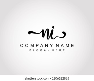 Initial NI handwriting logo vector