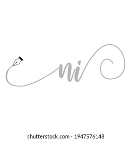 Initial NI logo handwriting business illustration fashion simple
