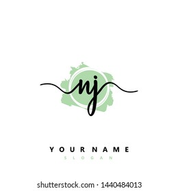 Initial NJ beauty handwriting logo vector